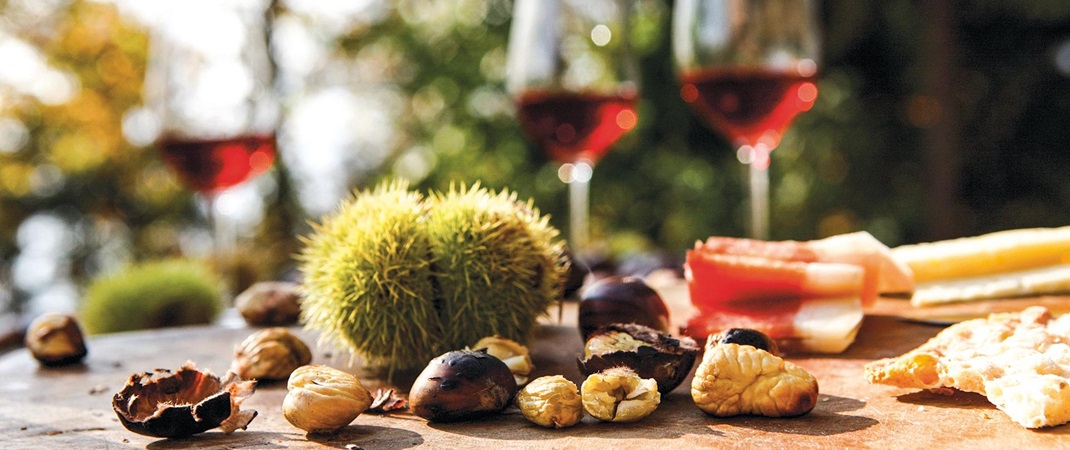 Vino rosso e castagne