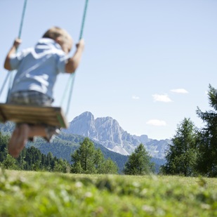 A little boy on a swing