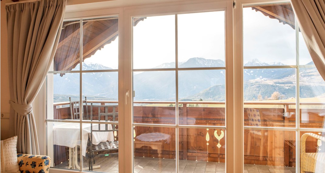 The balcony with a mountain view