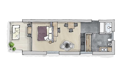 Planimetria della Suite Pergola