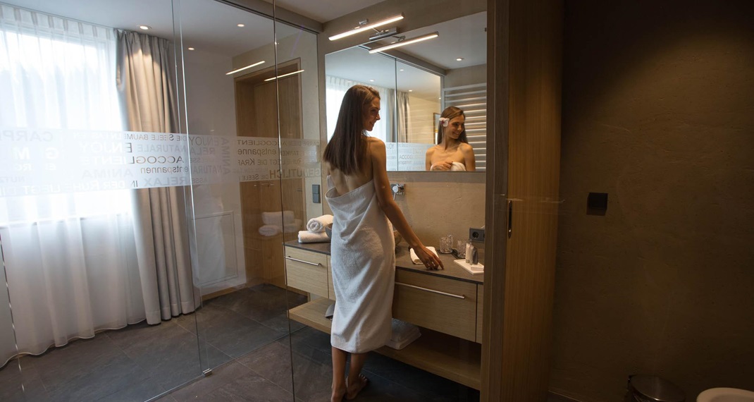 A woman in the bathroom