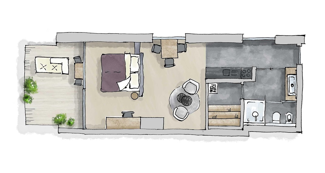 La planimetria della Suite La Terrazza